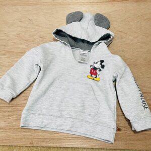 Disney Mickey Mouse Hooded Sweatshirt- Gray Hoodie Size 18M